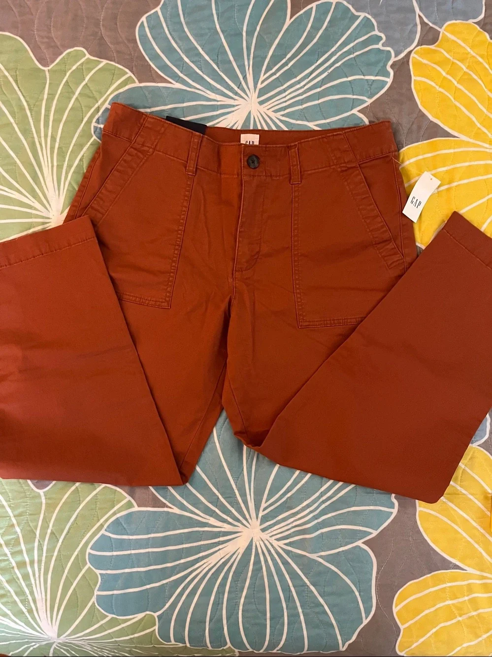 NWT Gap Girlfriend Khakis in a burnt orange Sz 12 - Picture 3 of 14